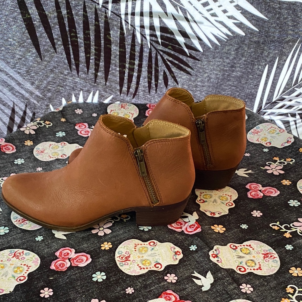 Lucky Brand Women’s Brown Leather Ankle Boots Side Zip Size 7M